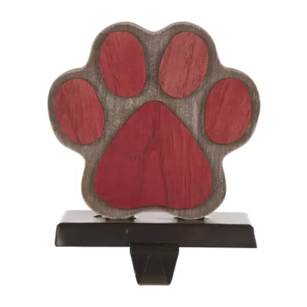 Glitzhome Wooden & Metal Paw Christmas Stocking Holder