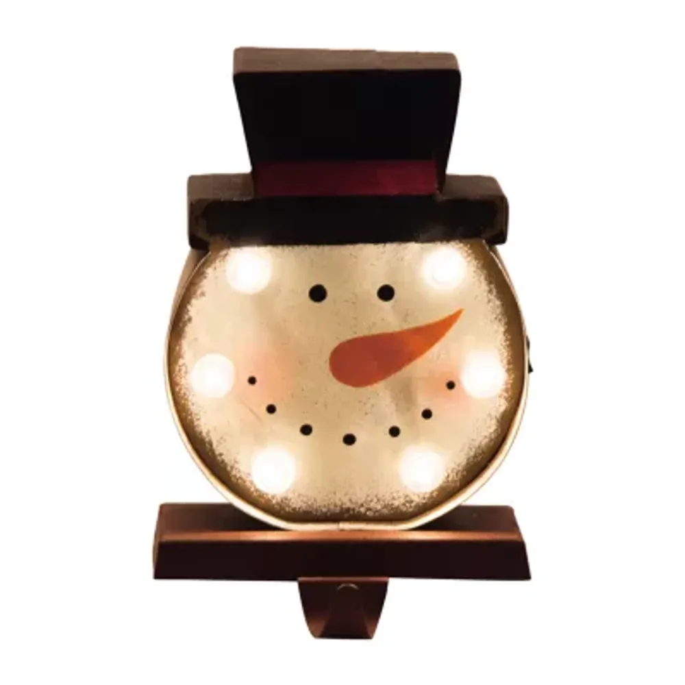 Glitzhome 7.48" Marquee LED Snowman Head Christmas Stocking Holder