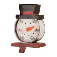 Glitzhome 7.48" Marquee LED Snowman Head Christmas Stocking Holder