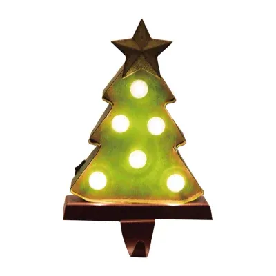 Glitzhome 7.48" Marquee LED Tree Christmas Stocking Holder