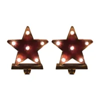 Glitzhome 7.48" Marquee LED Star Christmas Stocking Holder - Set of 2