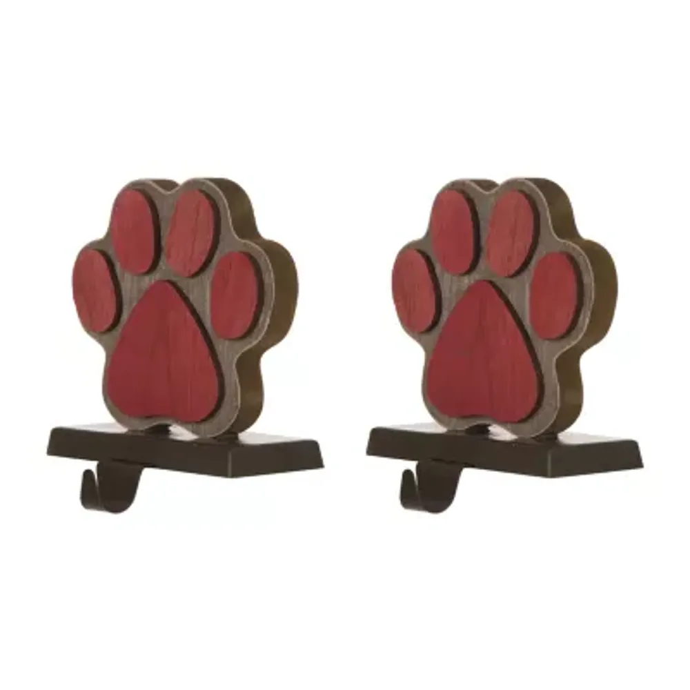 Glitzhome 6.5" Paw Christmas Stocking Holder - Set of 2