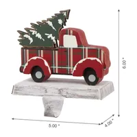 Glitzhome 6" Red Truck Christmas Stocking Holder - Set of 2