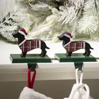 Glitzhome Daschund Christmas Stocking Holder - Set of 2