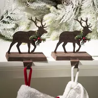 Glitzhome 6.5" Reindeer Christmas Stocking Holder - Set of 2