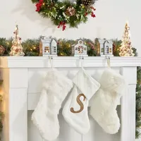 Glitzhome 7" Galvanized House Christmas Stocking Holder - Set of 3