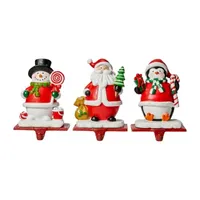 Glitzhome 6.5" Snowman & Santa & Penguin Christmas Stocking Holder - Set of 3