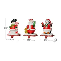 Glitzhome 6.5" Snowman & Santa & Penguin Christmas Stocking Holder - Set of 3