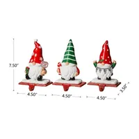 Glitzhome 7.5" Resin Gnomes Christmas Stocking Holder - Set of 3