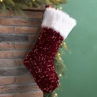 Glitzhome 21" Red Sequin Christmas Stocking