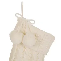 Glitzhome 24" White Knitted Christmas Stocking - Set of 2