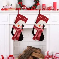 Glitzhome 19" 3D Penguin Hooked Christmas Stocking - Set of 2