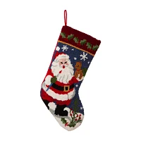 Glitzhome 19" Santa Hooked Christmas Stocking