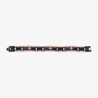 Sideways Stainless Steel Cross Link Bracelet