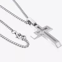 Mens Stainless Steel Cross Pendant Necklace