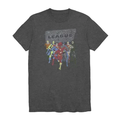 Mens Crew Neck Short Sleeve Regular Fit DC Comics Justice League Graphic T-Shirt