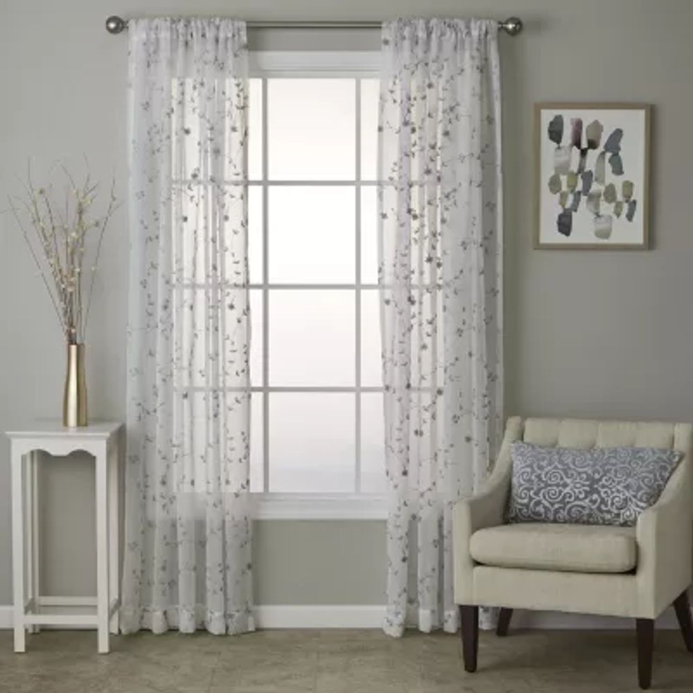 Saturday Knight Whispering Winds Light-Filtering Rod Pocket Single Curtain Panel