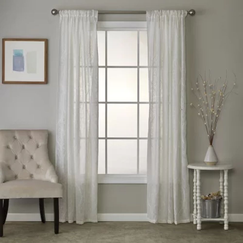 Saturday Knight Isabella Lace Light-Filtering Rod Pocket Single Curtain Panel