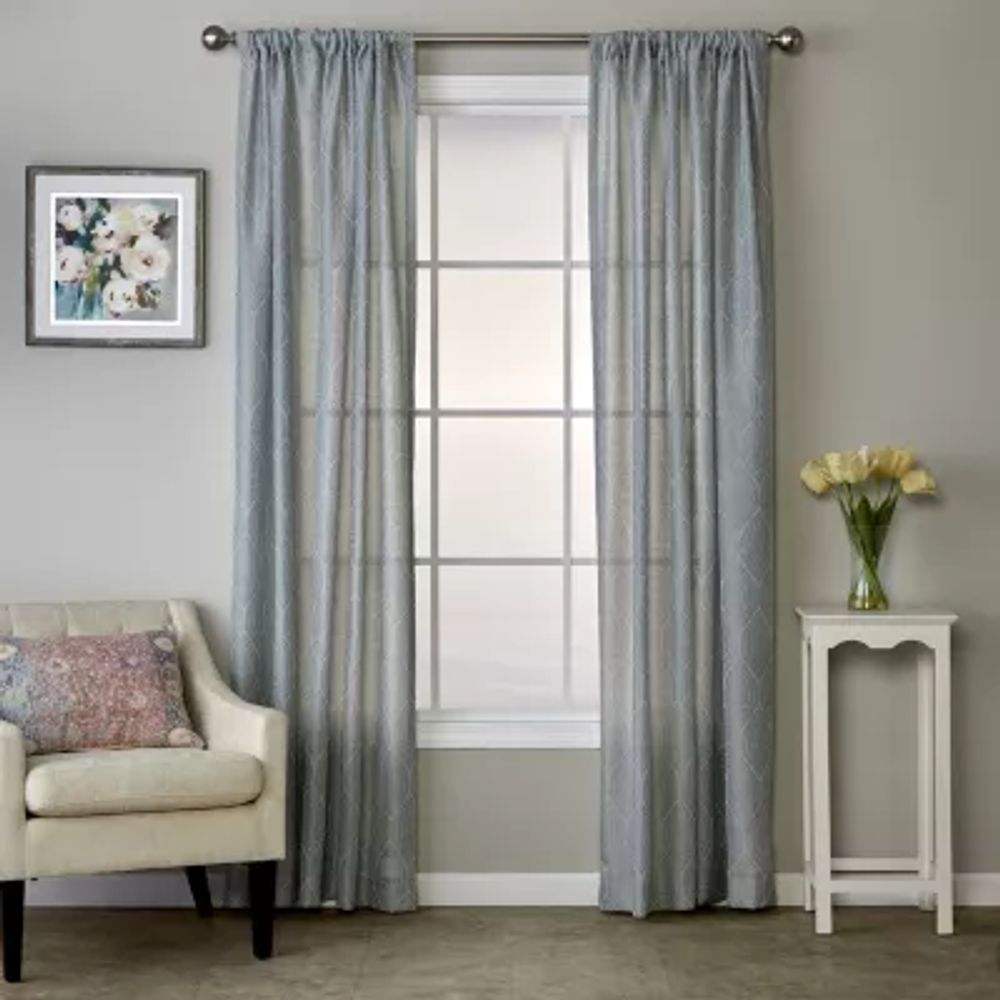 Saturday Knight Leaf Damask Light-Filtering Rod Pocket Single Curtain Panel