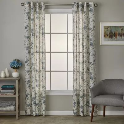 Saturday Knight Shelby Floral Light-Filtering Grommet Top Single Curtain Panel