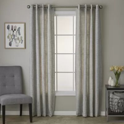 Saturday Knight Textured Crosshatch Grommet Top Light-Filtering Single Curtain Panels