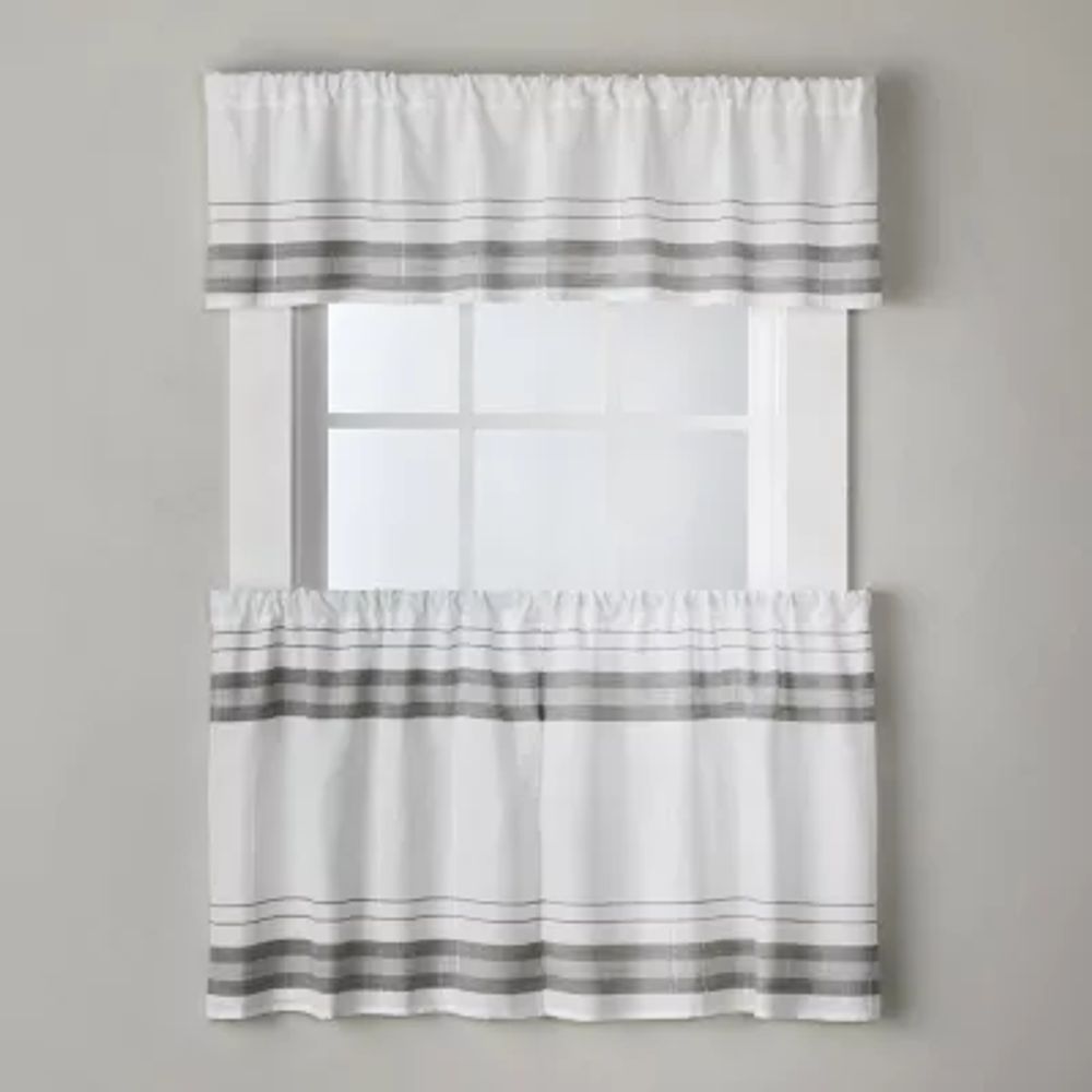 Saturday Knight Slate Stripe 2-pc. Rod Pocket Window Tier