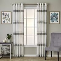 Saturday Knight Slate Stripe Light-Filtering Grommet Top Set of 2 Curtain Panel