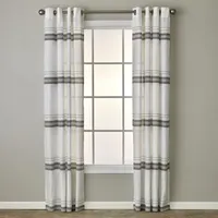 Saturday Knight Slate Stripe Light-Filtering Grommet Top Set of 2 Curtain Panel