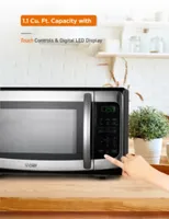 COMMERCIAL CHEF 1.1 Cu. Ft. Countertop Microwave with Digital Display Stainless Steel Microwave & 10 Power Levels