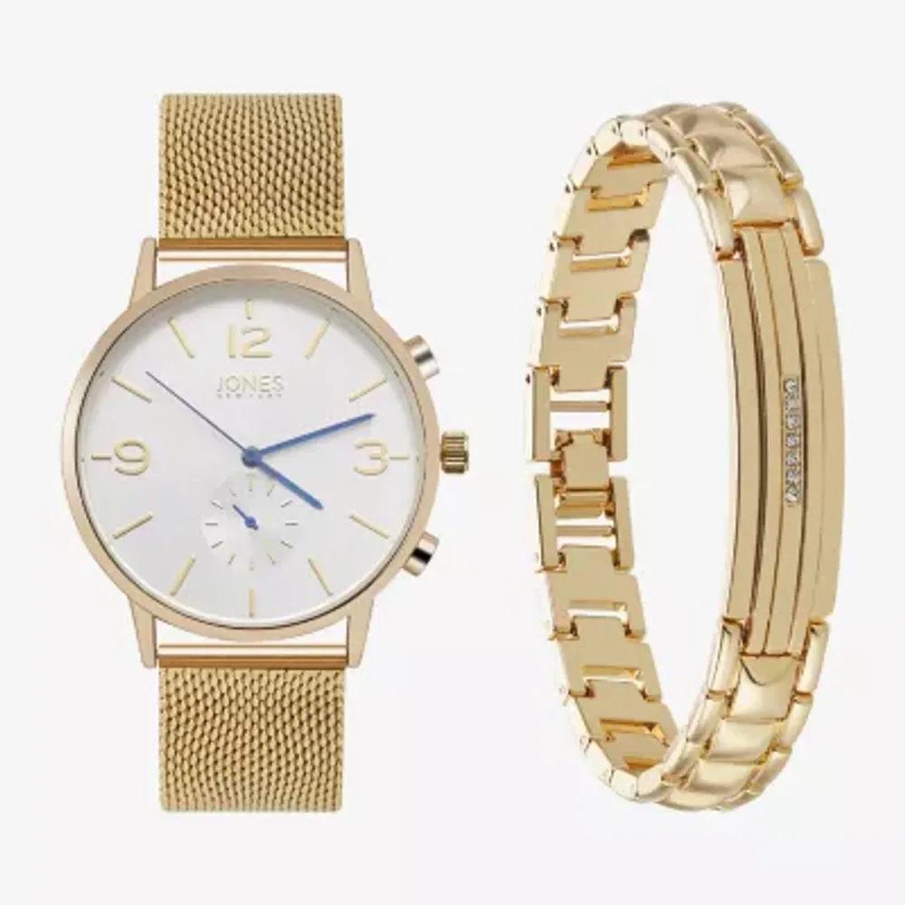 Jones N.Y. Mens Gold Tone Bracelet Watch 9780g-42-B27