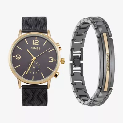 Jones N.Y. Mens Black Bracelet Watch 9780g-42-G02
