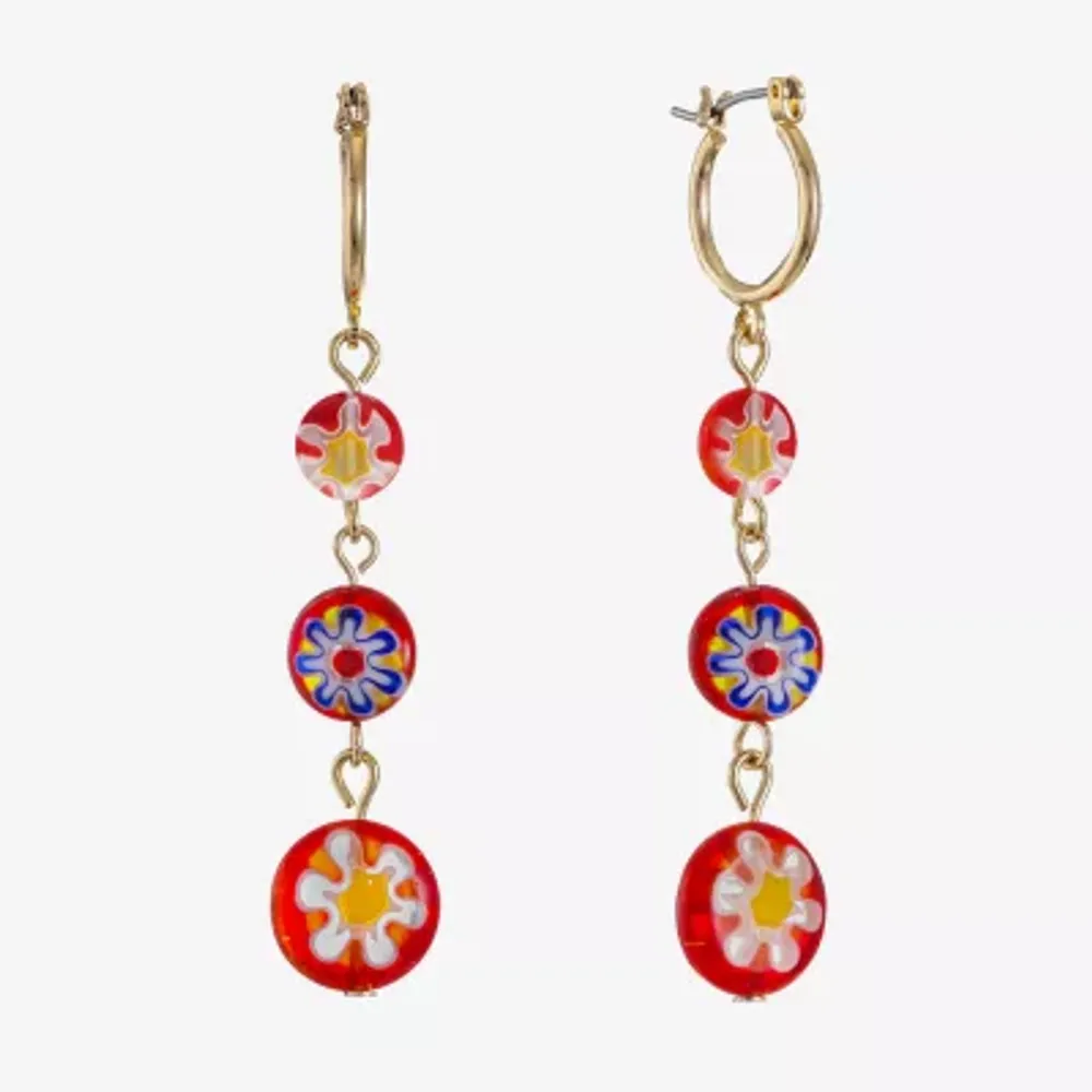 Liz Claiborne Linear Round Drop Earrings