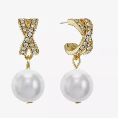 Monet Jewelry Womens Simulated Pearl Hypoallergenic Drop Earrings