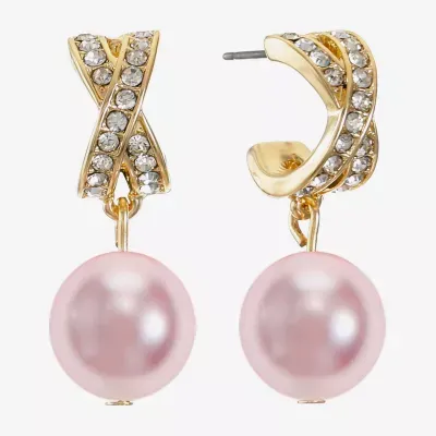 Monet Jewelry Womens Simulated Pearl Hypoallergenic Drop Earrings