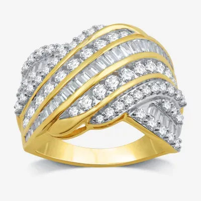 H-I / I1) CT. T.W. Lab Grown White Diamond 10K Gold Crossover Band
