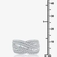 (H-I / I1) 1 CT. T.W. Lab Grown White Diamond 10K Gold Crossover Band