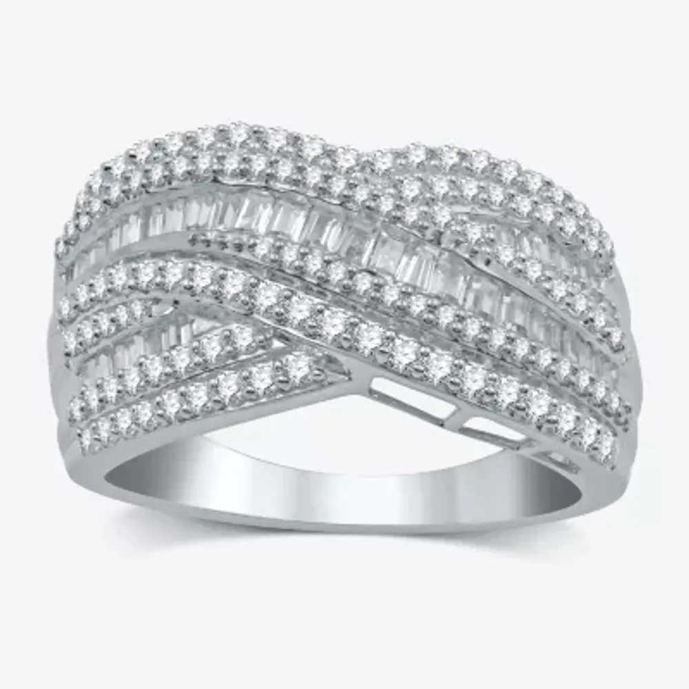 (H-I / I1) 1 CT. T.W. Lab Grown White Diamond 10K Gold Crossover Band
