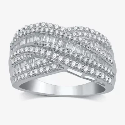 (H-I / I1) 1 CT. T.W. Lab Grown White Diamond 10K Gold Crossover Band
