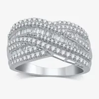 (H-I / I1) 1 CT. T.W. Lab Grown White Diamond 10K Gold Crossover Band