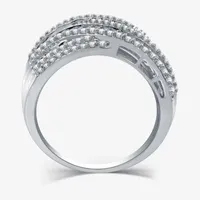 (H-I / I1) 1 CT. T.W. Lab Grown White Diamond 10K Gold Crossover Band