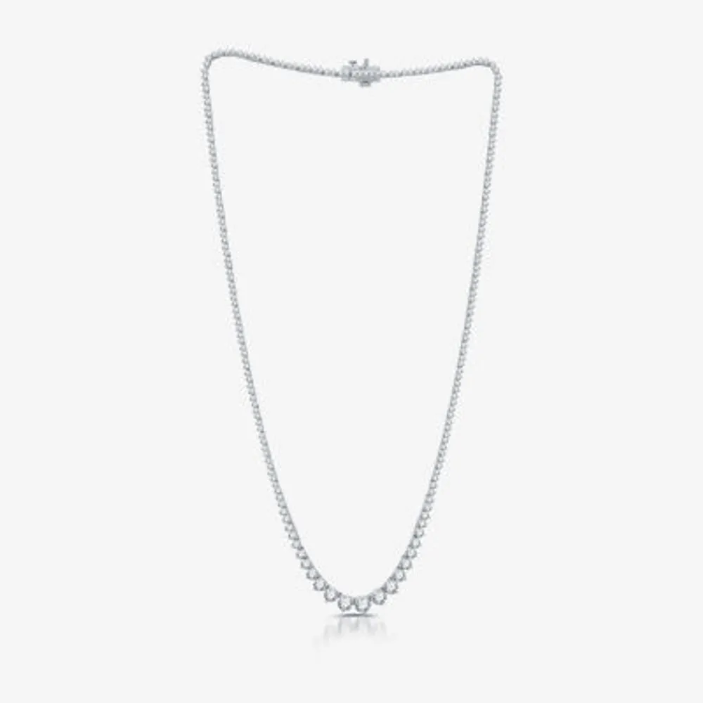 H-I / I1) Womens CT. T.W. Lab Grown White Diamond 10K or 14K Yellow Gold Tennis Necklaces