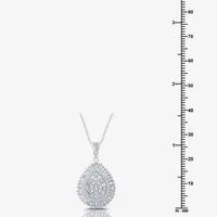 H-I / I1) Womens 1 CT. T.W. Lab Grown White Diamond 10K White Gold Pear Pendant Necklace