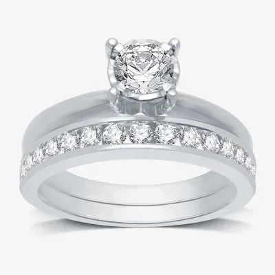 1 CT. T.W. Natural Diamond Round Solitaire Bridal Set 10K or 14K  Gold