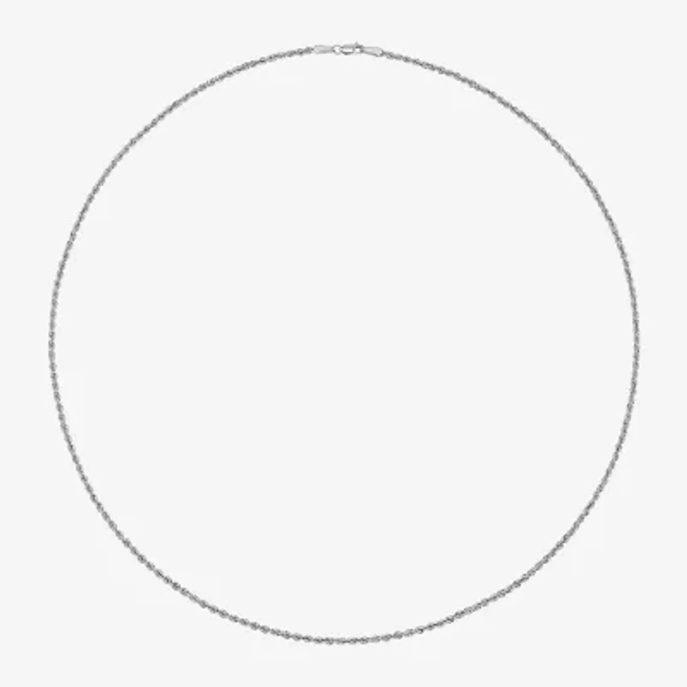 10K White Gold 18-24 Inch Hollow Rope Chain Necklace