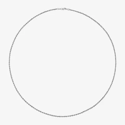 10K White Gold 18-24 Inch Hollow Rope Chain Necklace