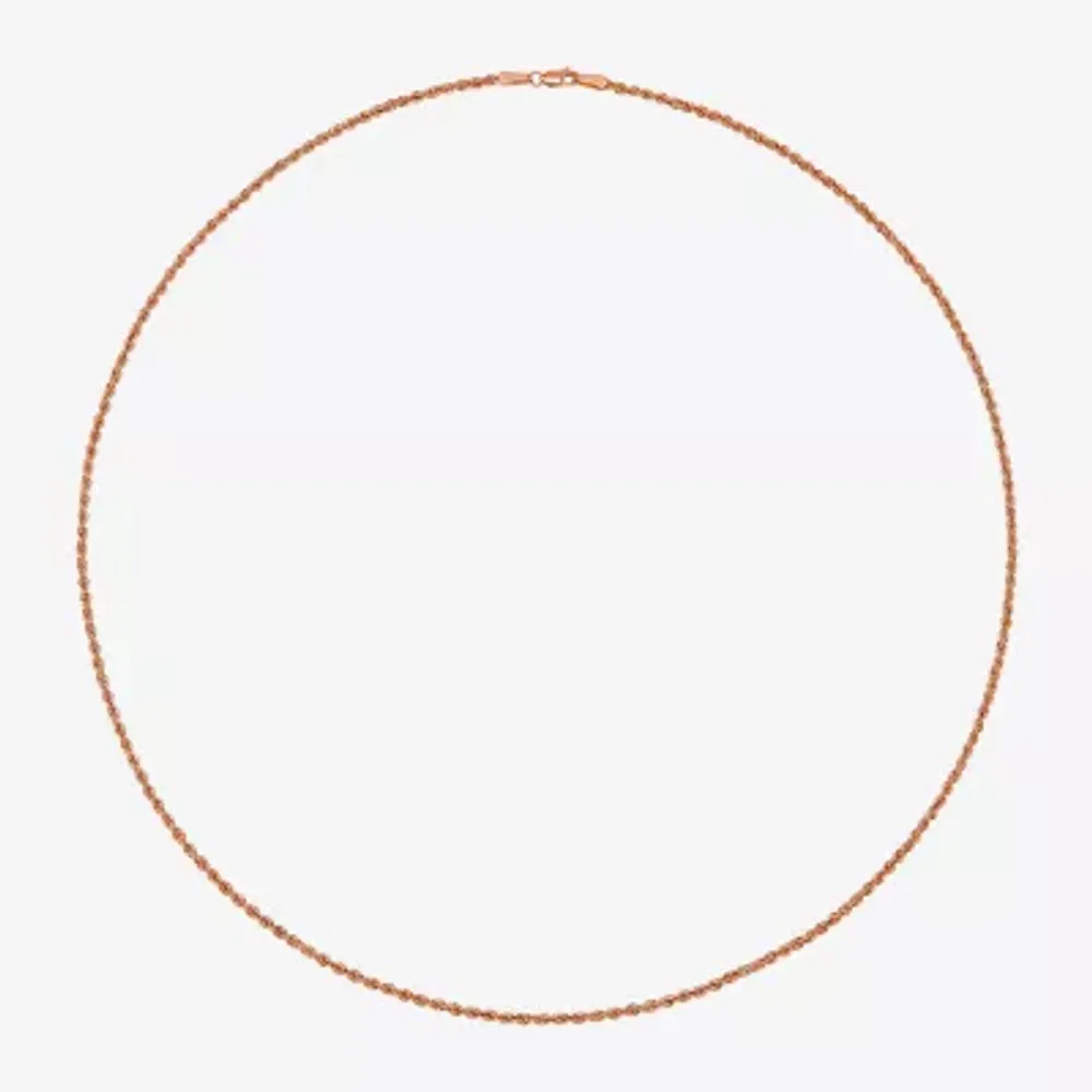 Unisex Adult 10K Rose Gold 18 Inch Rope Chain Necklace