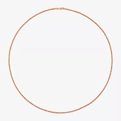 Unisex Adult 10K Rose Gold 18 Inch Rope Chain Necklace