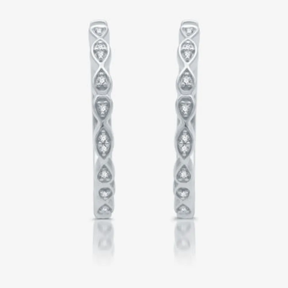 1/10 CT. T.W. Natural White Diamond Sterling Silver 20.9mm Hoop Earrings