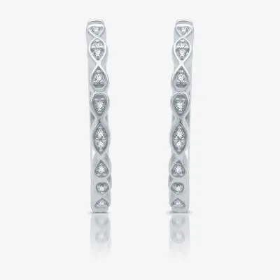 1/10 CT. T.W. Natural White Diamond Sterling Silver 20.9mm Hoop Earrings