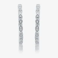 1/10 CT. T.W. Mined White Diamond Sterling Silver 20.9mm Hoop Earrings